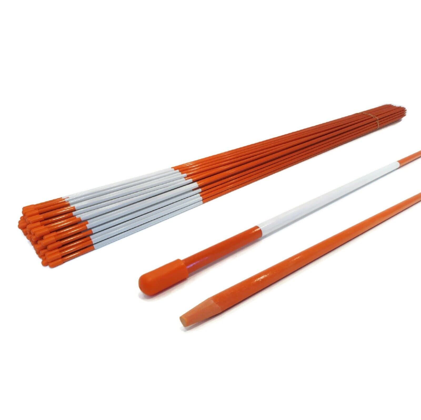 100-Pack 5/16 Inch Heavy Duty Tapered Fiberglass Driveway Markers - Flexible Reflective Road Stakes for Parking Lots, Landscaping & Snow Plowing | The ROP Shop