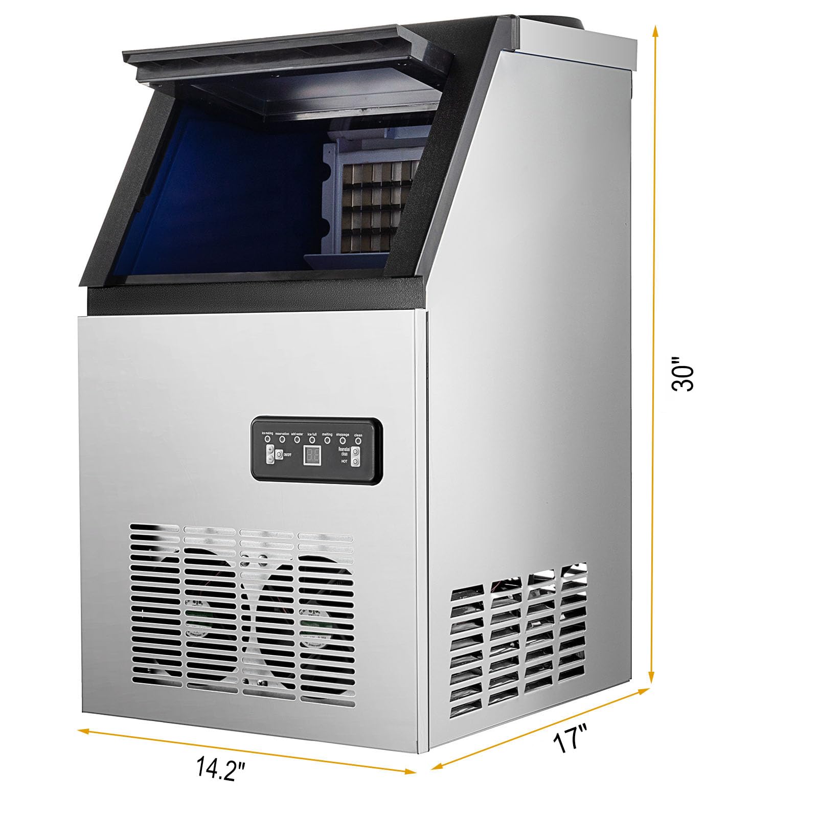 SmaketBuy 150LBS/24H Commercial Ice Maker Machine - Stainless Steel Automatic Ice Maker with 24LBS Storage (45 Cubes) - Freestanding Ice Cube Machine for Coffee Shops, Restaurants, Bars & Commercial Use - Perfect for Beverage Service, Food Display & Hospitality Businesses