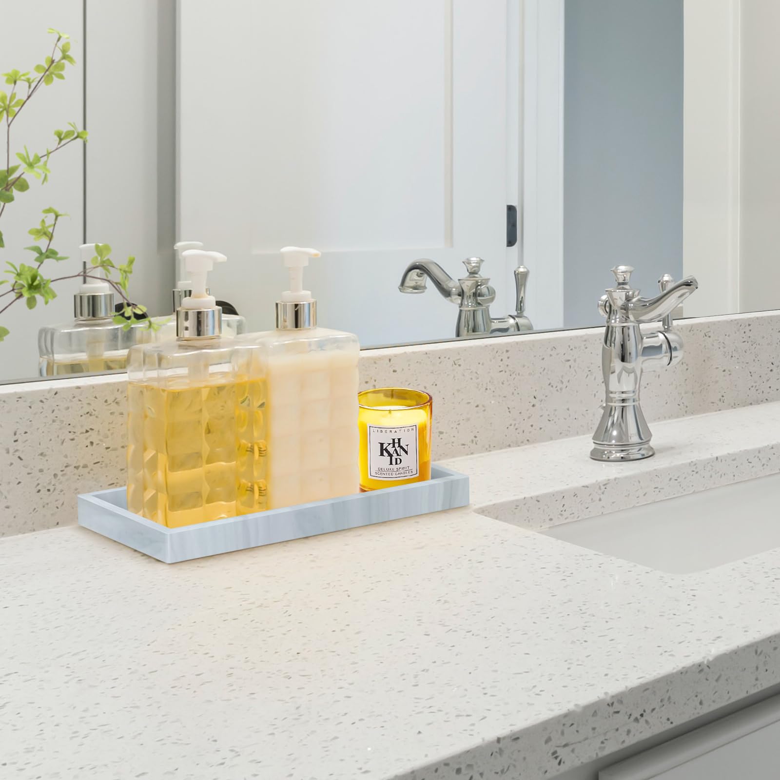 EGWON Shatterproof Silicone Bathroom Vanity Tray - Thick Durable Soap Dispenser & Perfume Organizer for Toilet Tank, Dresser Tops - Perfect for Bathroom Counter, Sink, and Vanity Organization