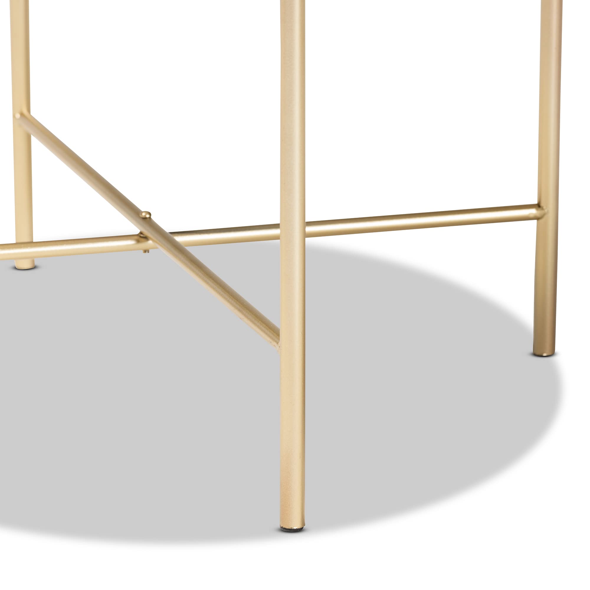 Baxton Studio Maddock End Tables - White Marble Top with Gold Metal Base - Perfect for Living Room, Bedroom, or Office Side Tables