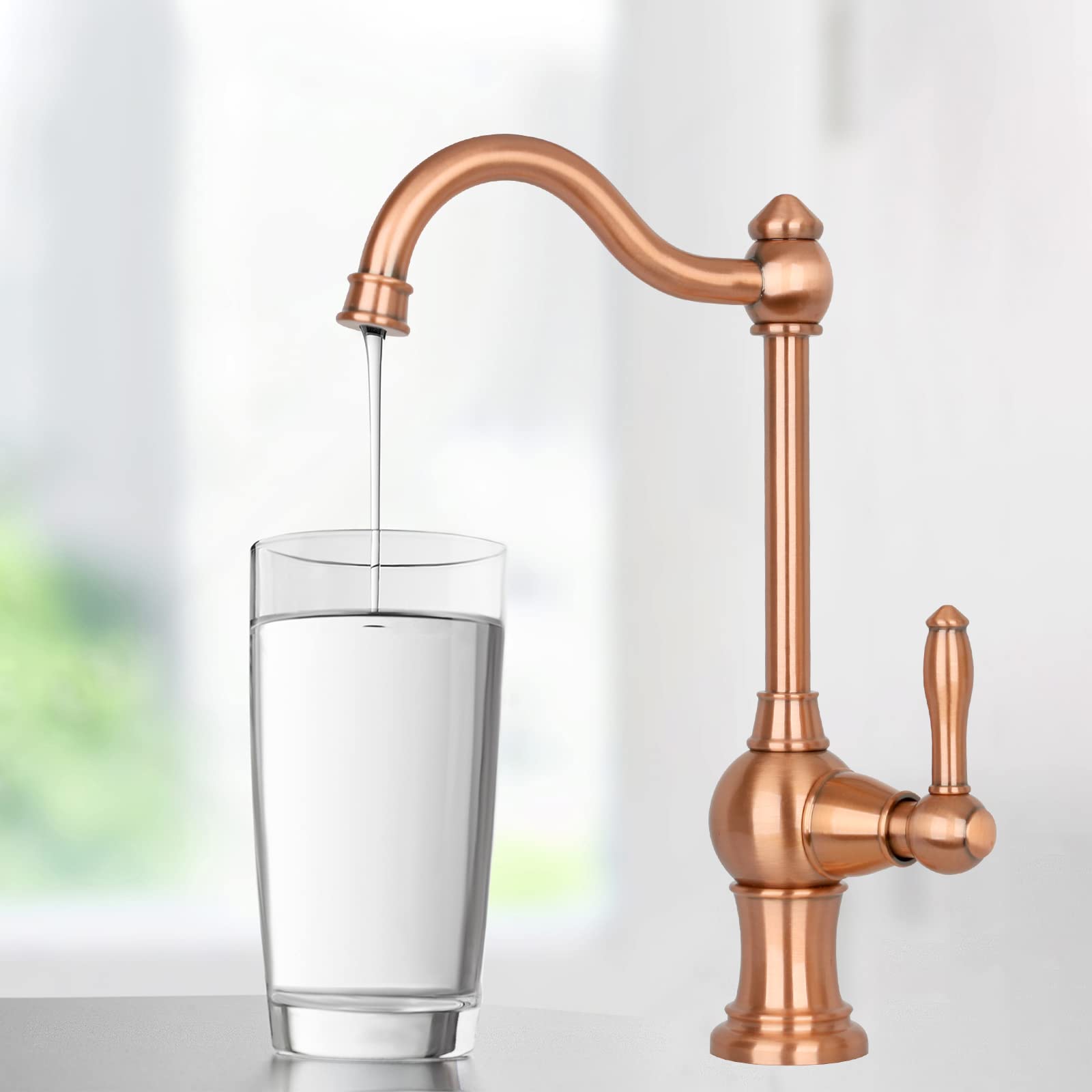 Akicon Brass Body Faucet - Lead-Free Drinking Water Safe, Compatible with Most RO & Water Filtration Systems, Non-Air Gap Design, Cold Water Only - Perfect for Kitchen Sink, RV, and Home Water Purification Setup