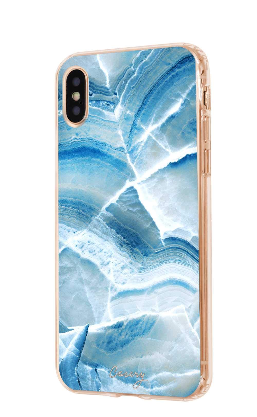 Casery Aqua Marble Protective Case for iPhone Xs Max - Slim Shockproof Cover with Stylish Marble Design (IXMH-0300) - Perfect for Everyday Use, Work & Travel
