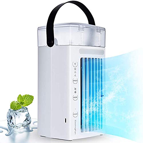 Portable Mini Air Cooler Fan with 7 Color LED Lights - Personal Desk Fan, Evaporative Air Humidifier & Ultra-Quiet Purifier for Home, Office, Dorm - Perfect for Cooling Small Spaces & Enhancing Air Quality