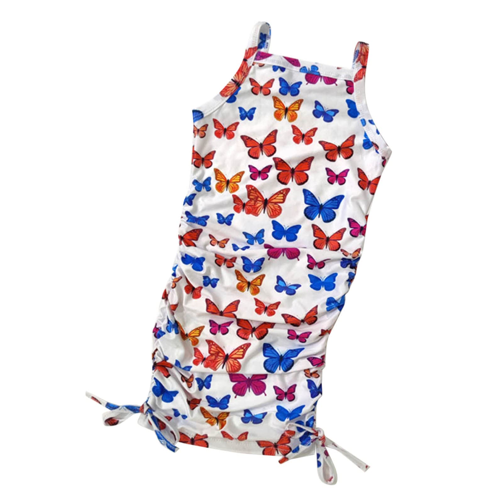 Butterfly Print Toddler Girls Summer Sleeveless Plaid Dress - Cute Beach Outfit for Baby & Kids - Perfect for Playdates, Vacations & Family Photos