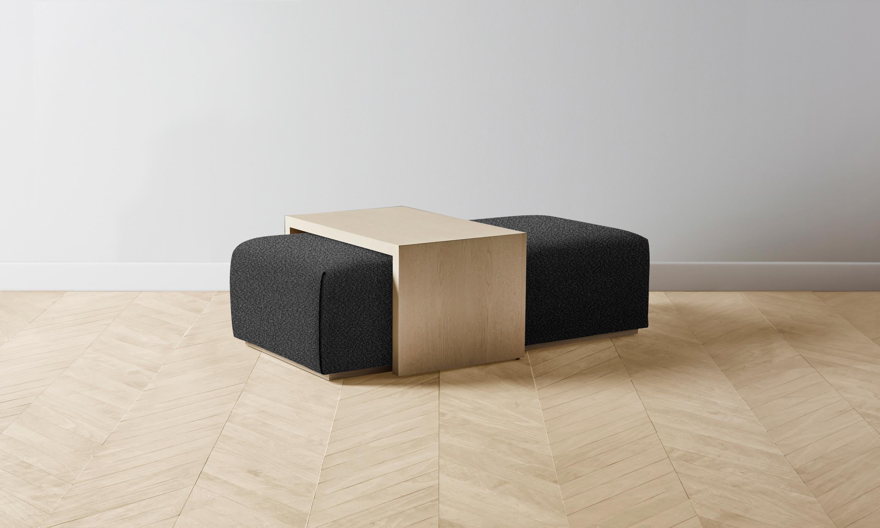 The Bowery Ottoman - Italian Bouclé Storm Fabric Upholstered Footstool for Living Room, Bedroom & Lounge - Perfect for Relaxing, Extra Seating & Home Decor