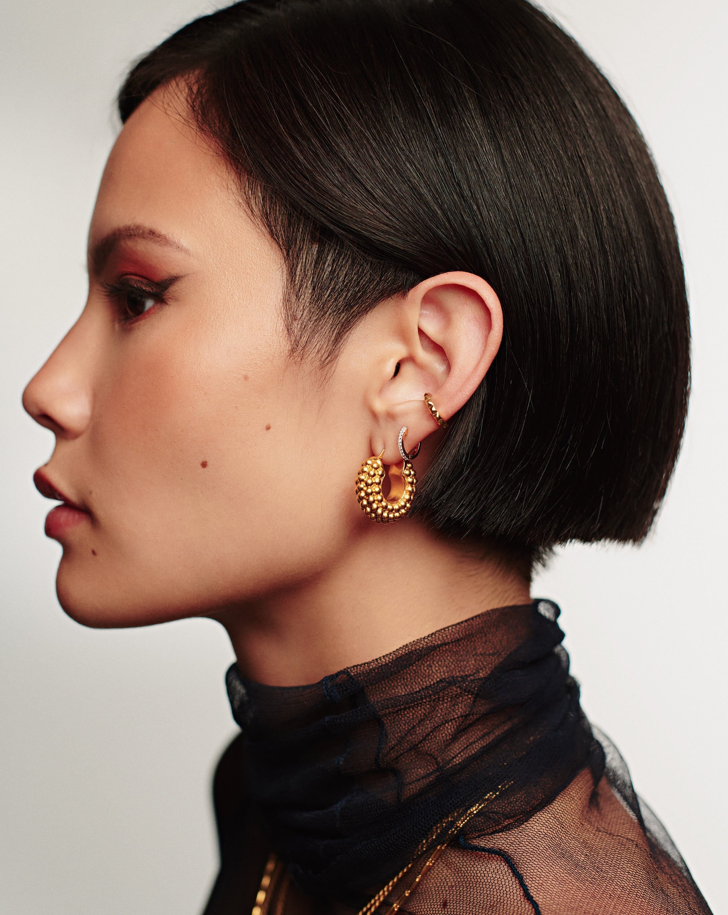 18K Gold Vermeil Huggie Hoop Earrings with Cubic Zirconia - Classic Pave Design for Everyday Wear & Special Occasions