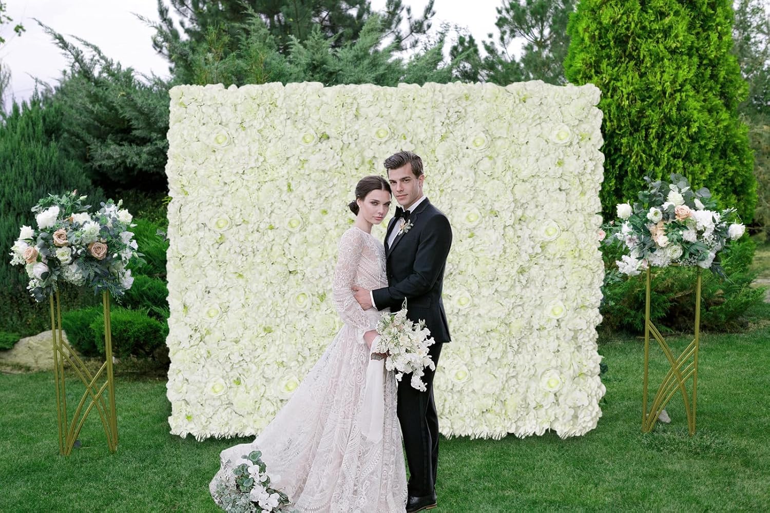 Artificial White Flower Wall Backdrop - Elegant Wedding, Party & Photo Booth Decor for Events