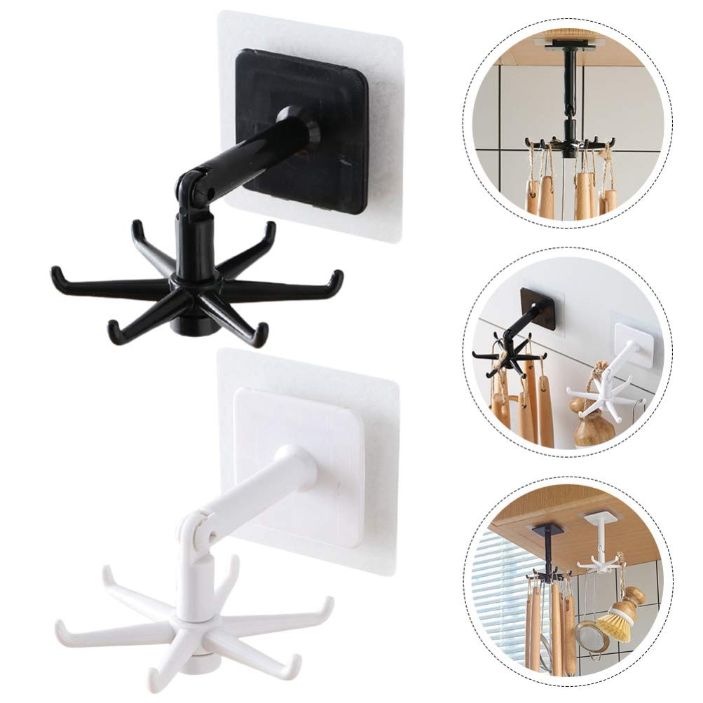 Rotatable Wall Hooks 4-Pack - Plastic Bathroom & Kitchen Storage Hooks for Keys, Bags, Towels - Space Saving Shower Hooks for Home Organization (Perfect for Bathrooms, Showers, Bedrooms & Entryways)