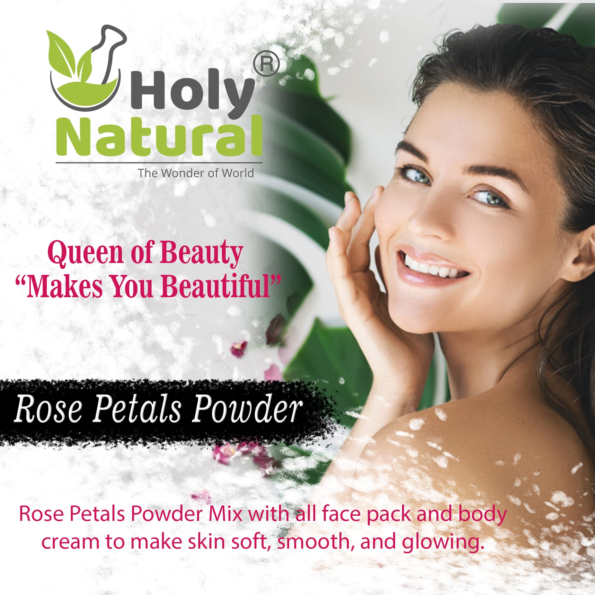 100% Pure Holy Natural Rose Petals Powder (100g) - Organic Gulab Patti Powder for Face Mask, Skin Brightening, Body Wash & Tan Removal | DIY Beauty Care for Glowing Skin & Dark Spot Treatment