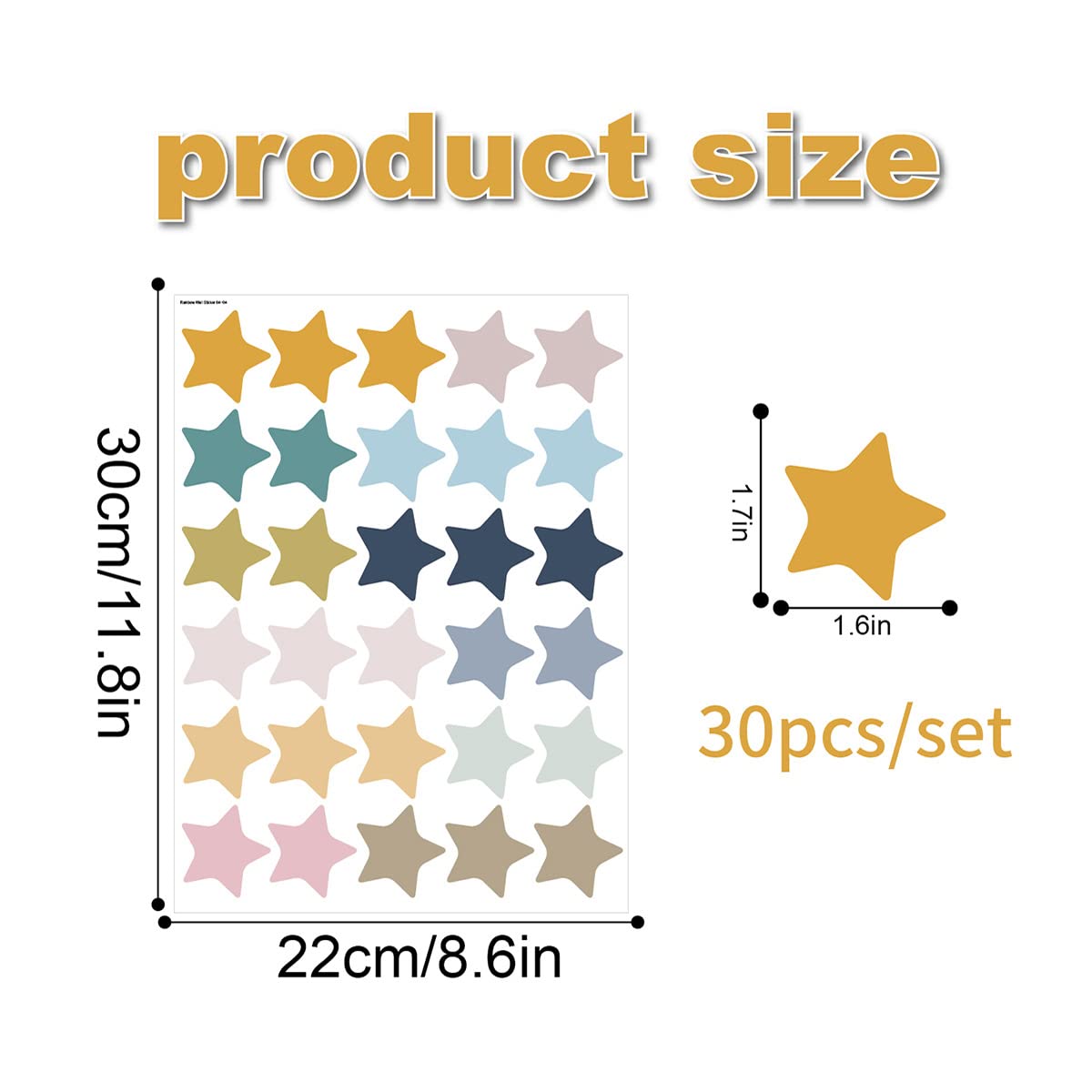 Boho Star Wall Stickers for Kids Room - DIY Peel and Stick Wall Decals for Nursery, Bedroom, Classroom & Closet - 10 Sheets - Perfect for Home Decor, Party Decorations & Creative Wall Art Projects