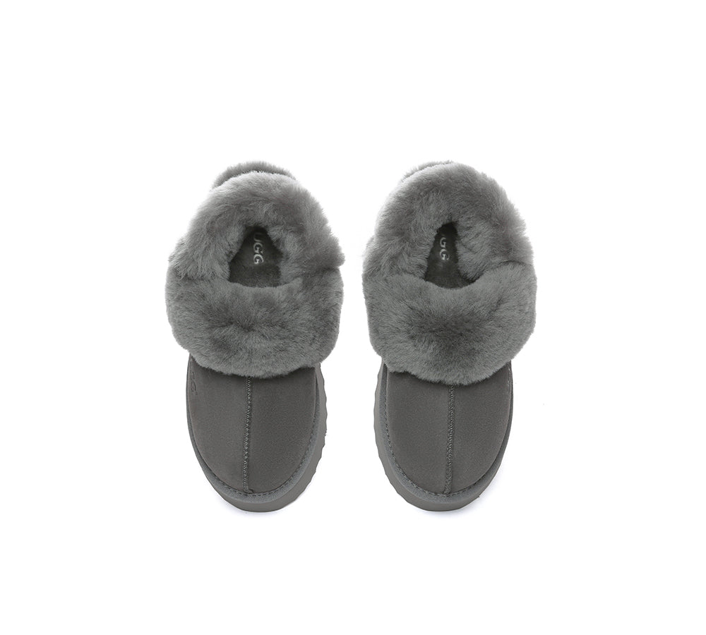 Australian Shepherd® Women's 3-Way Style UGG Slippers with Removable Wool Strap - Slingback Platform House Shoes for Cozy Home, Office & Travel Comfort