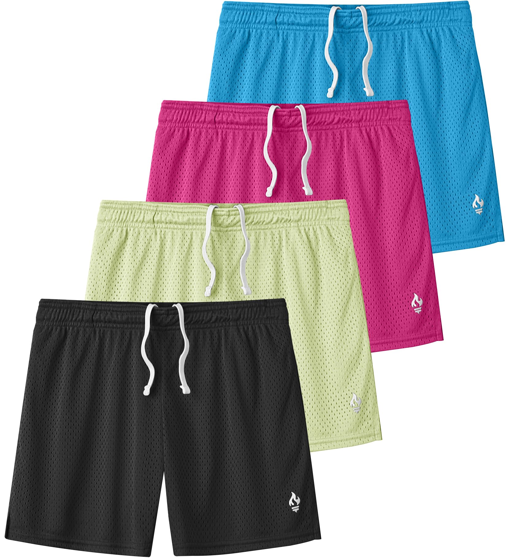 4 Pack Girls Athletic Shorts with Pockets - 3 Inch Quick-Dry Running Shorts for Kids & Teens - Perfect for Soccer, Basketball, Gym & Outdoor Activities