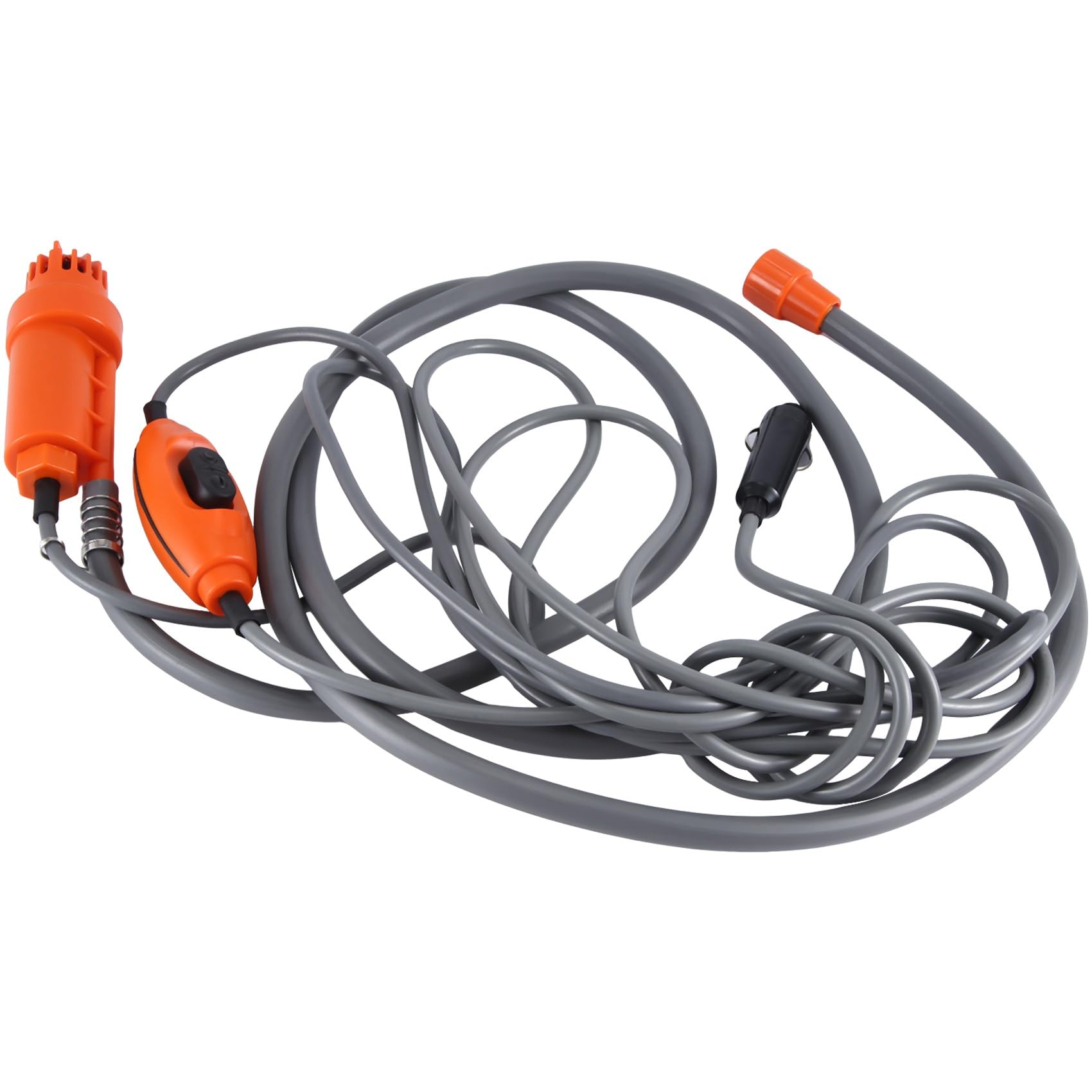 12V Portable Car Shower Kit - Universal Car Washing Machine with High Pressure Pump & Hose - Perfect for RV, Camping, and Outdoor Vehicle Cleaning (Orange)
