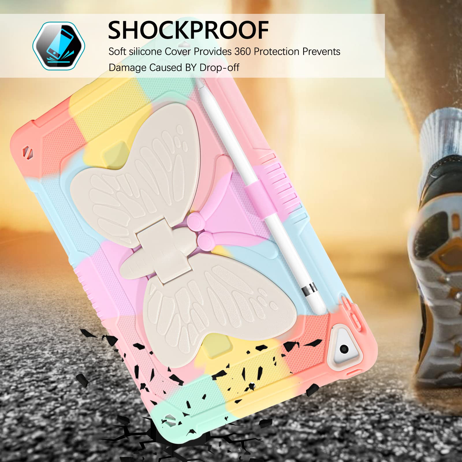 GUAGUA Shockproof iPad Case for iPad Air 2/6th/5th Gen & iPad Pro 9.7 - 2-in-1 Rugged Protective Cover with Kickstand & Pen Holder | Anti-Scratch Durable Design | Perfect for Work, Travel & Outdoor Use
