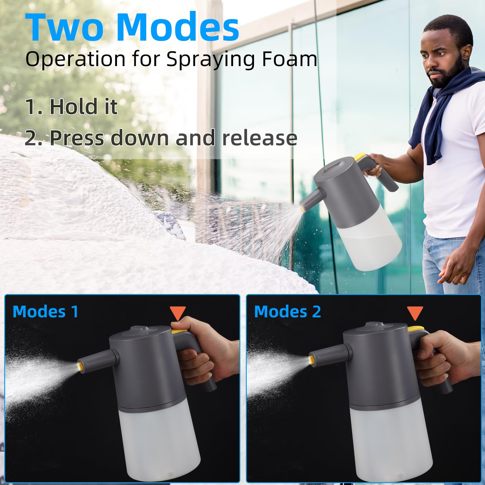 RUPSE Electric Car Foam Sprayer with USB - 1L Pressure Washer Foam Cannon for Auto Detailing, Home & Garden Cleaning | Perfect for Car Washing, Driveway Cleaning & Outdoor Surface Maintenance