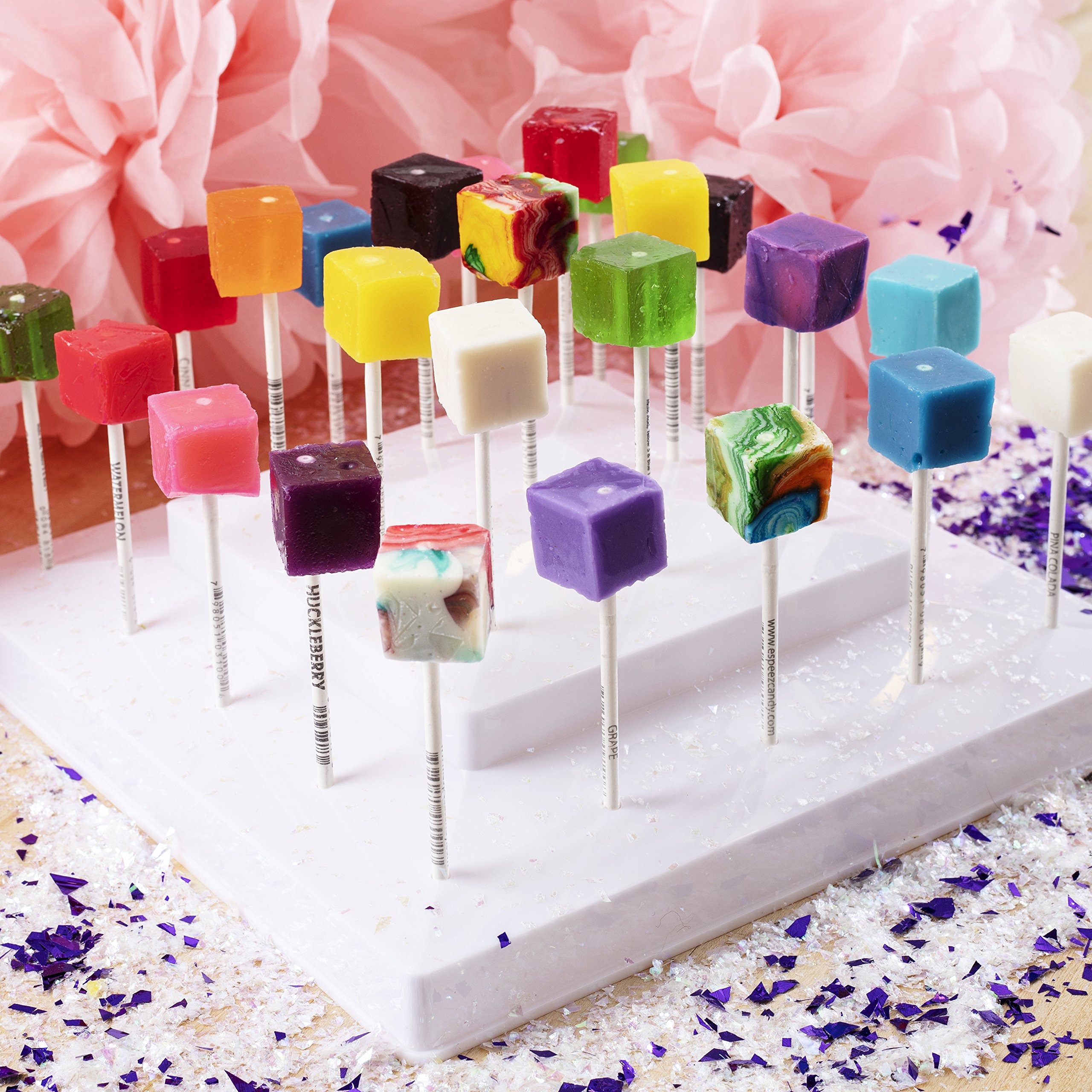 Espeez Hard Candy Cube Lollipops - 48 Count Bulk Pack of Individually Wrapped Old Fashioned Square Suckers in Grape Flavor | Perfect for Birthday Parties, Halloween Treats & Office Candy Bowls