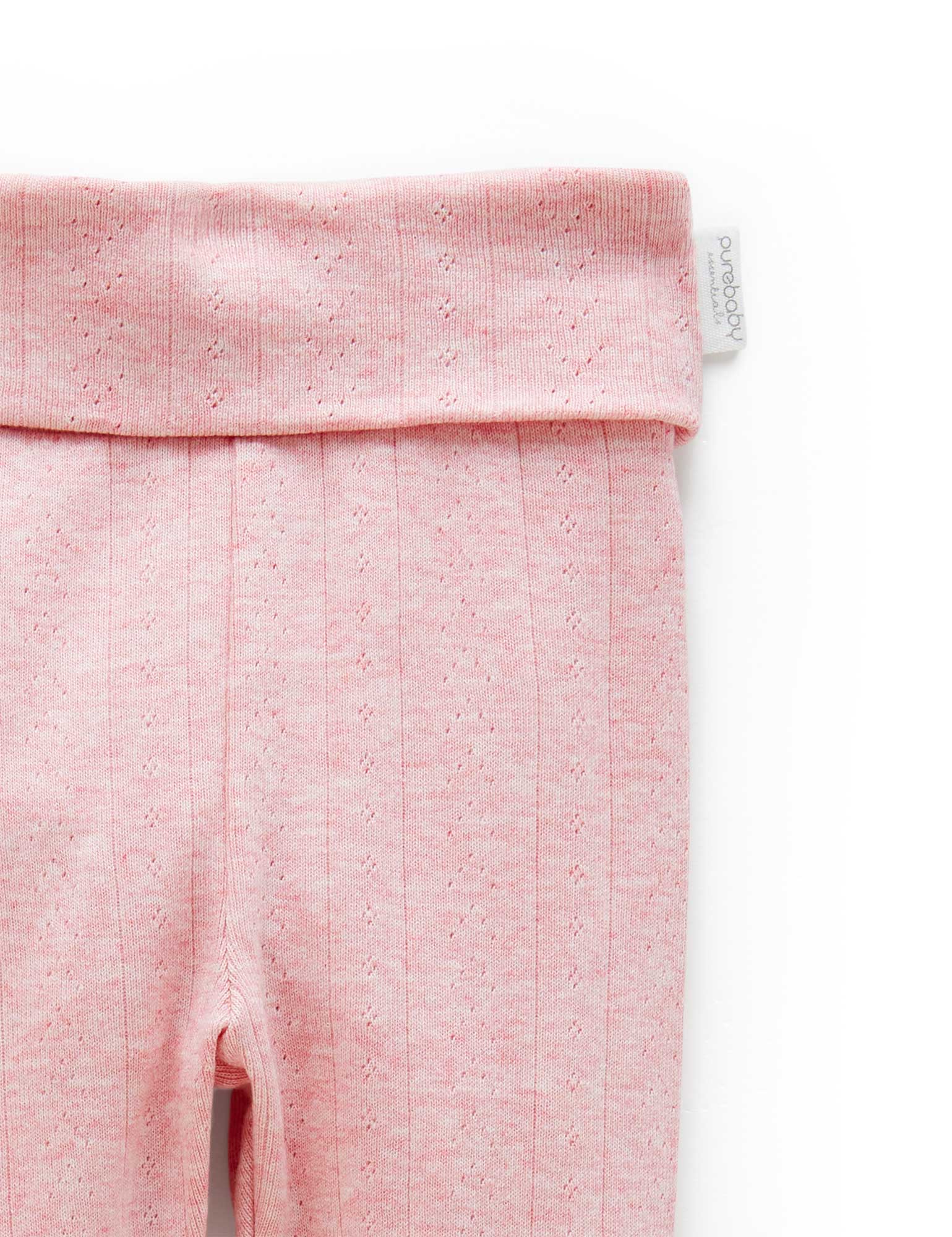 Purebaby Pointelle Footed Leggings for Babies - Soft Cotton Baby Pants with Non-Slip Soles | Perfect for Playtime, Daycare & Cozy Outfits