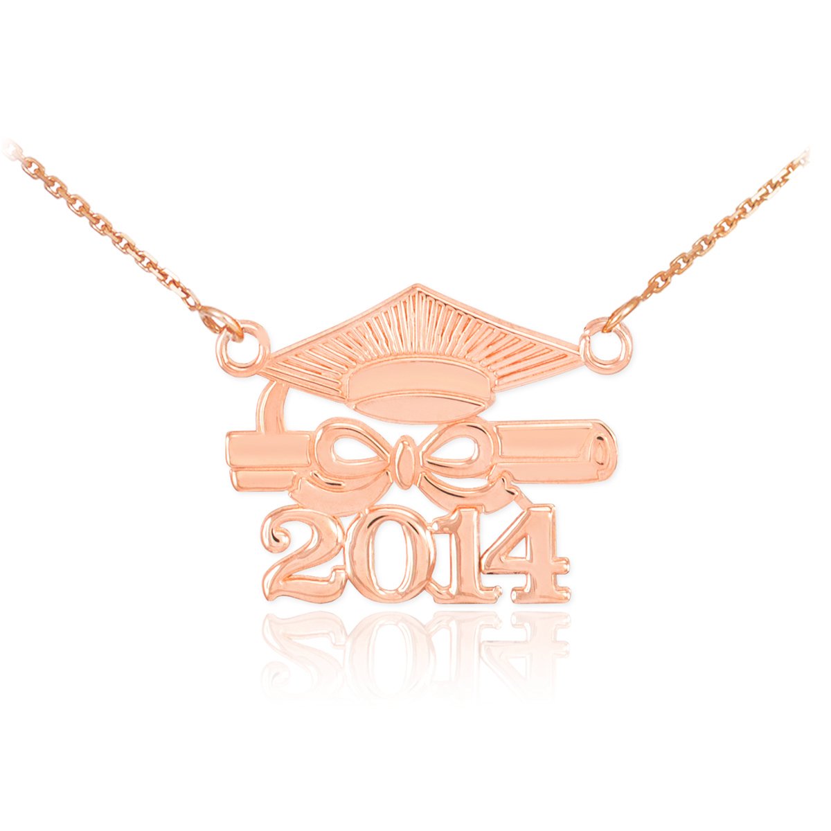 14k Rose Gold Class of 2014 Graduation Necklace for Women - Elegant Commemorative Jewelry Gift for Graduates, Bridesmaids & Teachers | Perfect for Graduation Ceremonies, Proms & Special Occasions