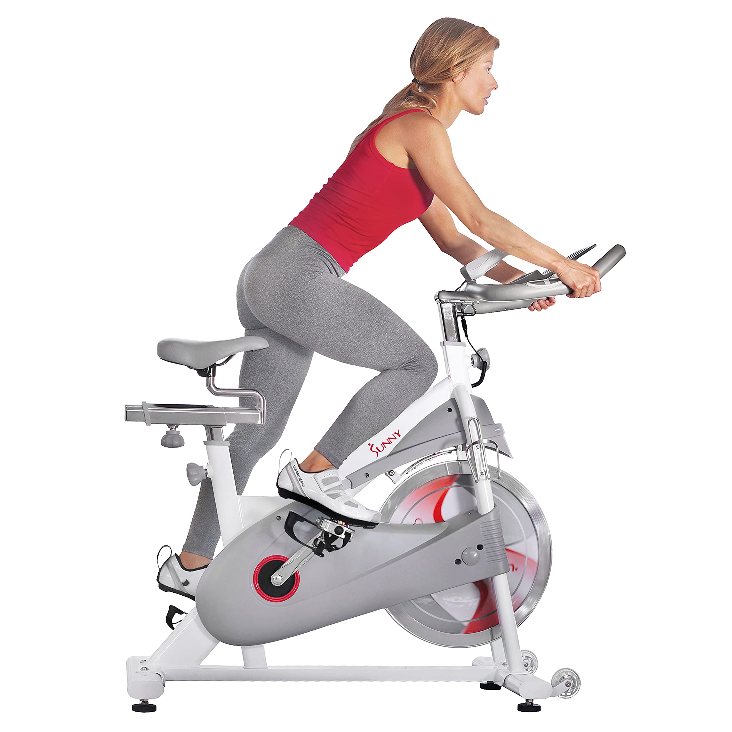 Sunny Health & Fitness SF-B1876 Magnetic Belt Drive Indoor Cycling Bike - Premium Home Exercise Bike for Cardio & Strength Training - Perfect for Home Gym, Small Spaces & Apartment Workouts