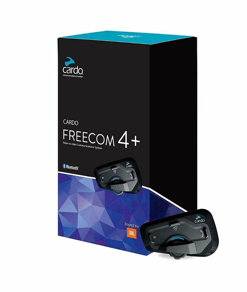 Cardo FREECOM 4 Plus Motorcycle Bluetooth Headset - 4-Way Intercom System for Group Riding (Black, Single Pack) - Perfect for Adventure Tours, Road Trips & Daily Commuting