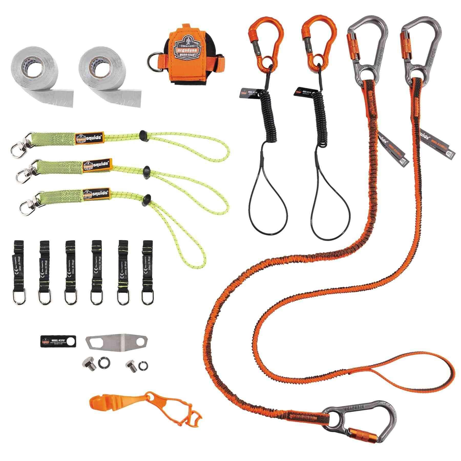 Ergodyne Squids 3184 Tool Tethering Kit for Concrete Finishers - Safety Lanyards & Attachments for Power Grinders, Trowels - Secure Tools at Heights for Construction & Renovation Projects