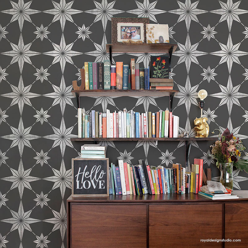 You're A Star Tile Allover Stencil - DIY Home Decor Stencil for Wall, Floor & Furniture - Perfect for Crafting, Painting Projects & Creative Home Design