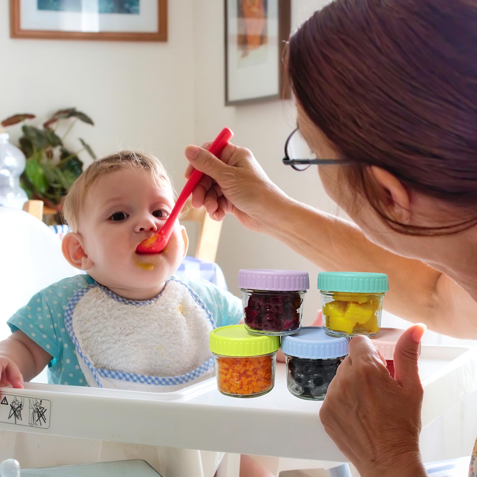 8 Pack 4 oz Glass Baby Food Storage Containers with Lids - BPA-Free, Microwave, Dishwasher & Freezer Safe Jars for Toddler Foods, Purees, Snacks & Fruits - Perfect for Meal Prep, On-the-Go Feeding & Homemade Baby Food Storage