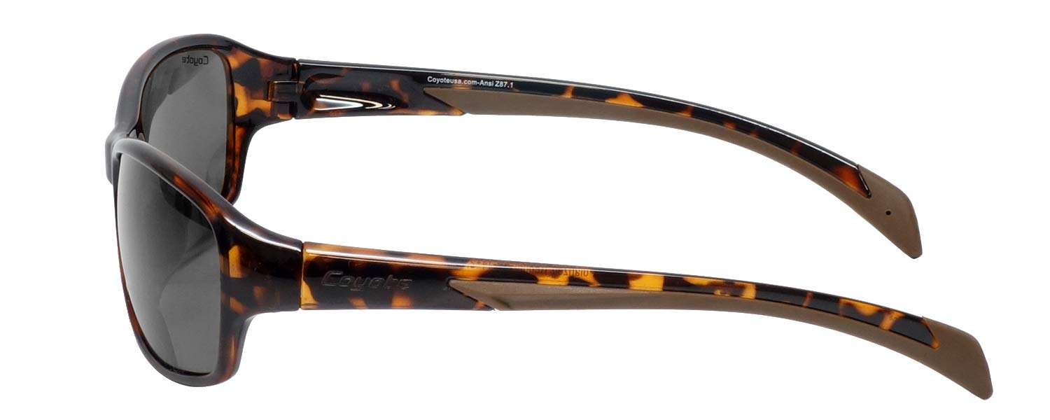 **Coyote BP-14 Polarized Bifocal Reading Sunglasses for Men & Women – Tortoise Grey Wrap-Around Sun Glasses with Readers – Perfect for Driving, Fishing & Outdoor Activities**