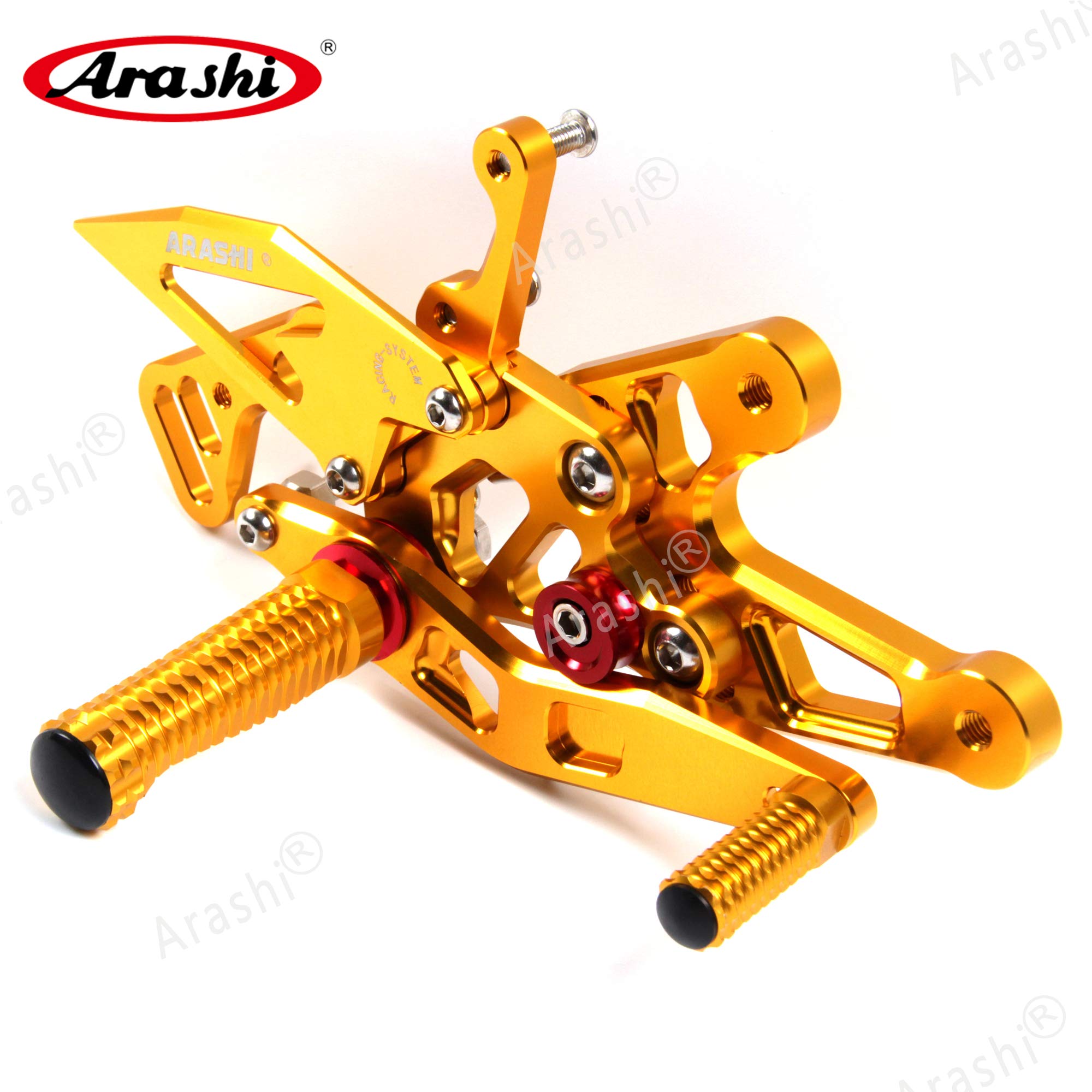 Arashi V2.0 Adjustable Rear Sets Foot Pegs for BMW S1000R (2017-2019) - Motorcycle Footrest Accessories in Gold - Perfect for Track Days & Performance Riding