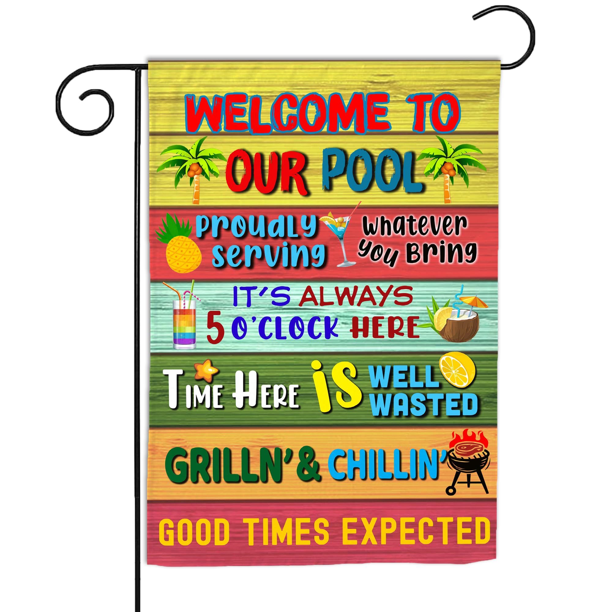 Funny Pool Rules Garden Flag - 12