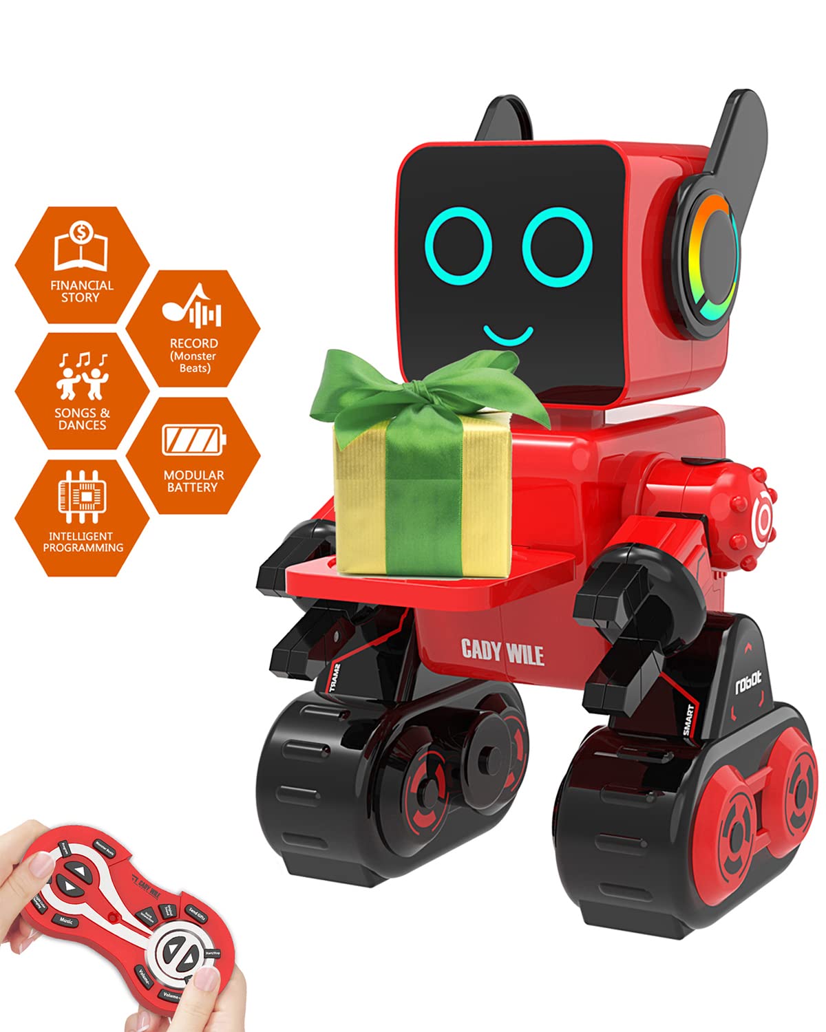 OKK Smart RC Robot Toy for Kids - Programmable Touch & Sound Control Robot with Walking, Dancing, Singing & Talking Functions - Interactive STEM Learning Toy for Boys & Girls (Red) - Perfect for Birthday Gifts, STEM Education & Family Playtime
