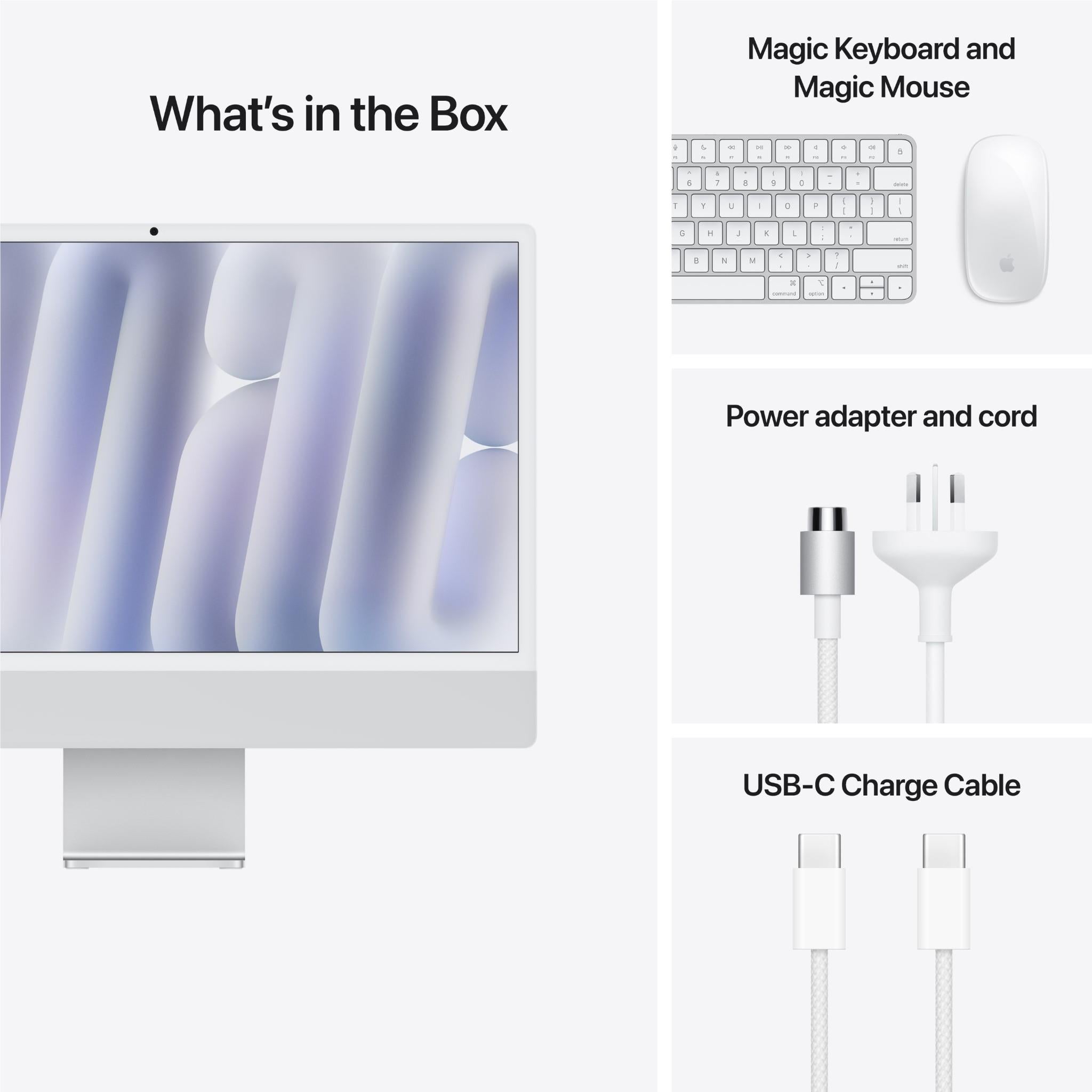 Apple iMac 24-inch with Retina 4.5K Display, M4 Chip 8-Core CPU, 256GB SSD - Silver (2024 Model) | Perfect for Home Office, Graphic Design & Creative Work