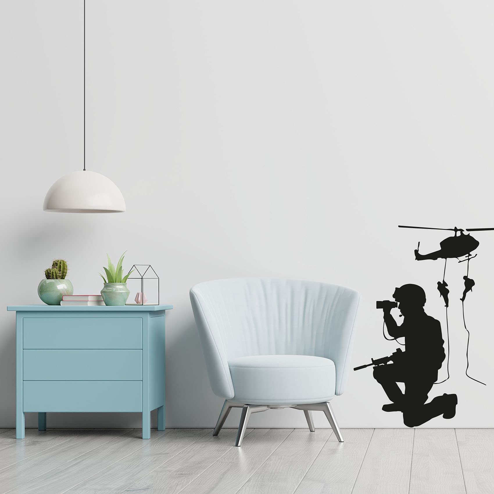 Military Helicopter Landing SWAT Team Army Men Wall Decal - 10x8 Inch Vinyl Sticker for Kids Room, Playroom, Bedroom & Home Decor - Perfect for Boys, Girls & Military Theme Lovers