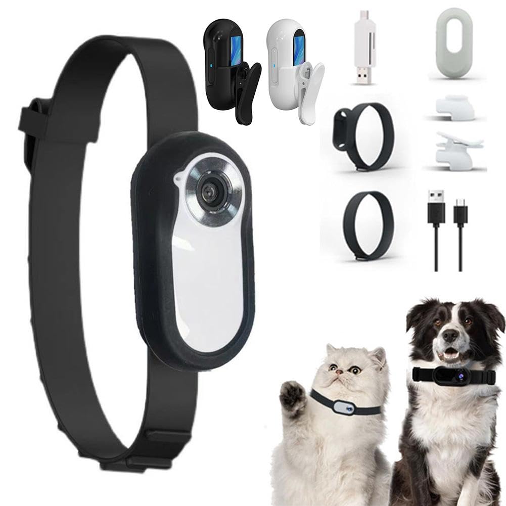 1080P HD Pet Silicone Collar Camera with Color Screen - Waterproof Cycling Action Camera for Outdoor Sports, Hiking & Lost Pet Tracking