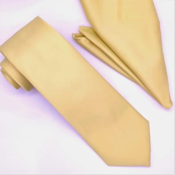 Elegant Champagne Tie & Pocket Square Set for Weddings, Prom & Formal Events | Premium Silk Accessories for Men