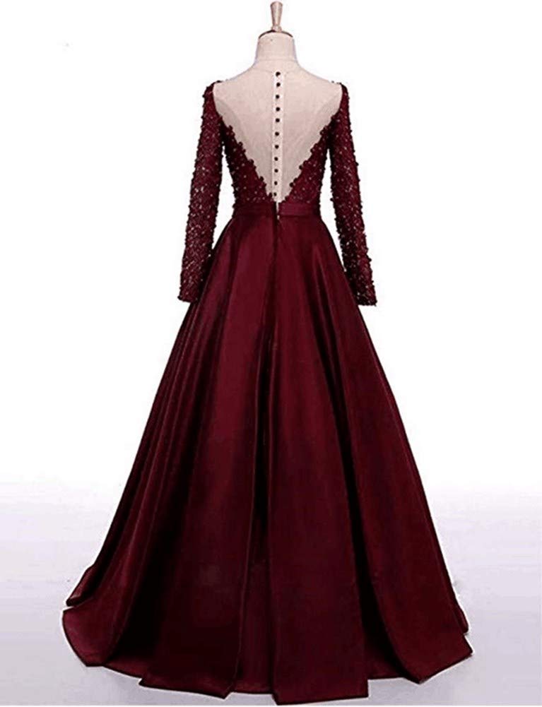 Emanni Women's Elegant Illusion Sleeve Applique Long Evening Dress for Mother of the Bride, Wedding Guest, Prom & Special Occasions