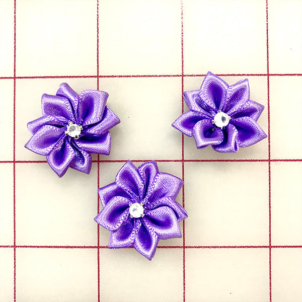 Lavender Satin Rhinestone Flower Hair Clips - 3 Pack for Women & Girls - Perfect for Weddings, Parties & Everyday Accessories