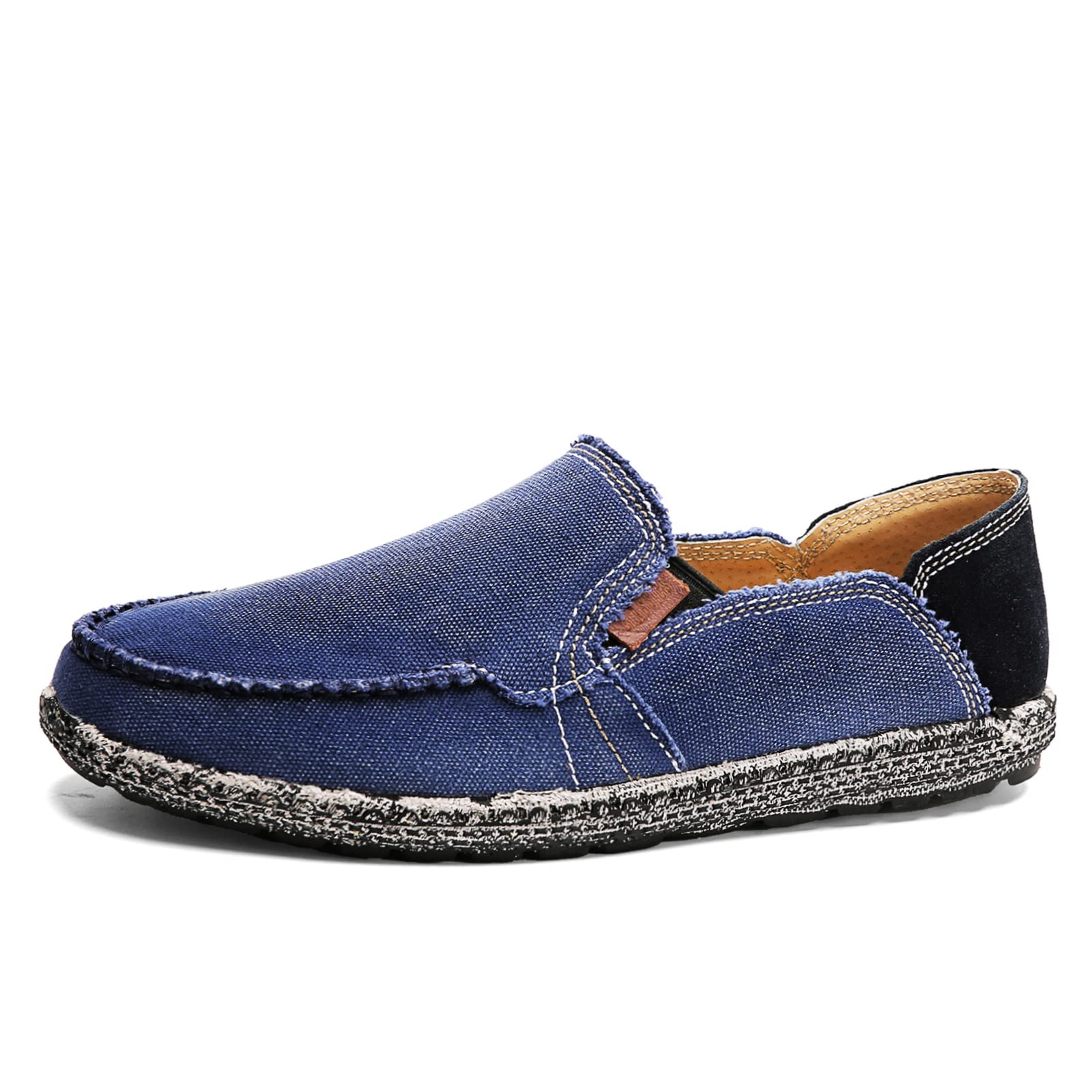 JAMONWU Men's Slip-On Canvas Loafers - Breathable Casual Boat Shoes for Men, Vintage Deck Shoes with Comfortable Sole - Perfect for Walking, Driving, and Summer Outfits