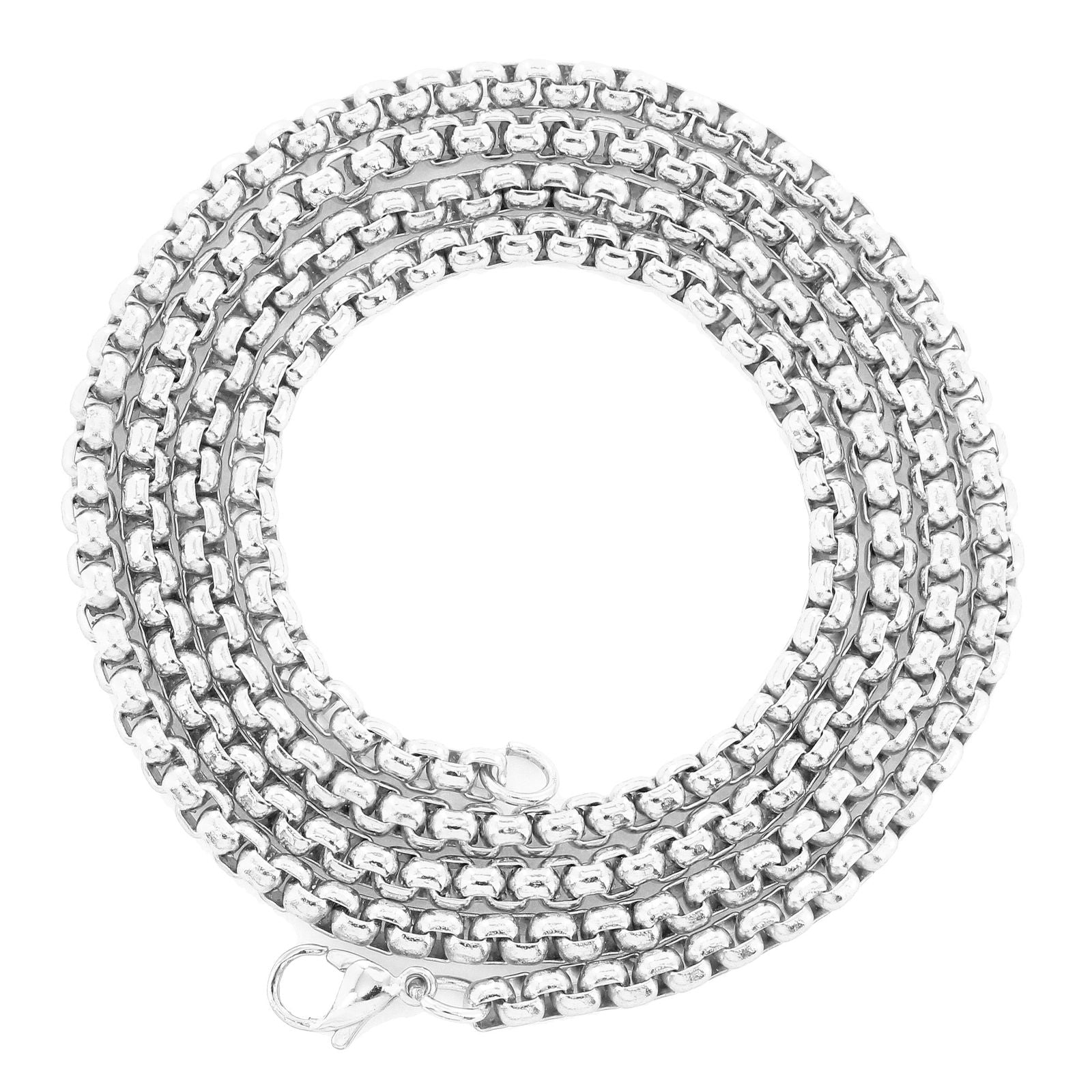 Men's 4mm Stainless Steel Box Chain Necklace - 30 Inch Trendy Fashion Jewelry for Casual & Formal Wear