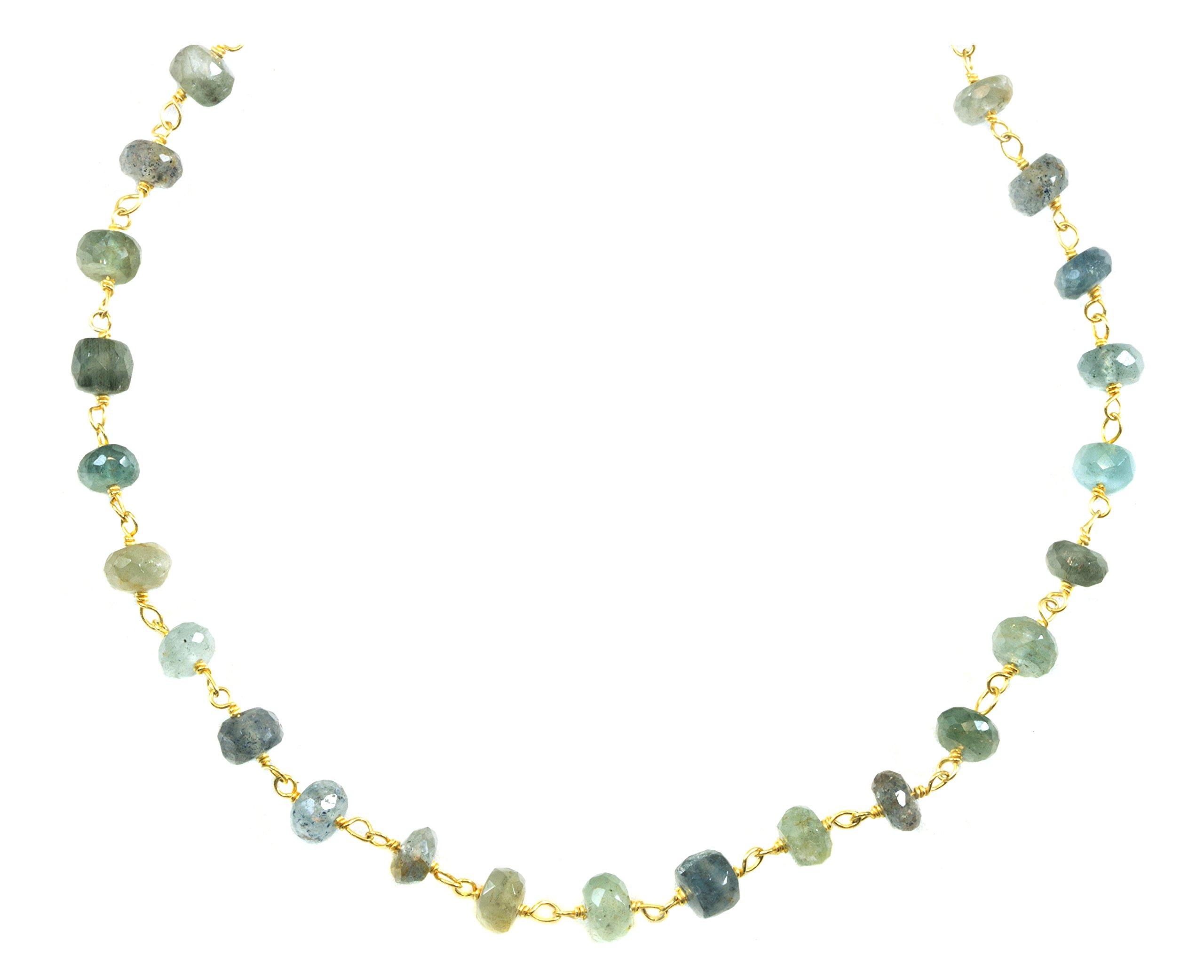 14K Gold Filled Moss Aquamarine Necklace - 18