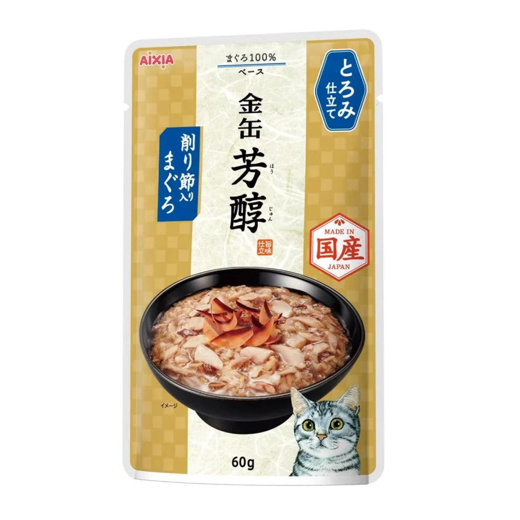 Aixia Kin Can Rich Pouch Cat Food 60g - Premium Tuna & Chicken in Savory Sauce - High Protein Wet Cat Food for Adult & Senior Cats - Perfect for Mealtime, Treats & Weight Management