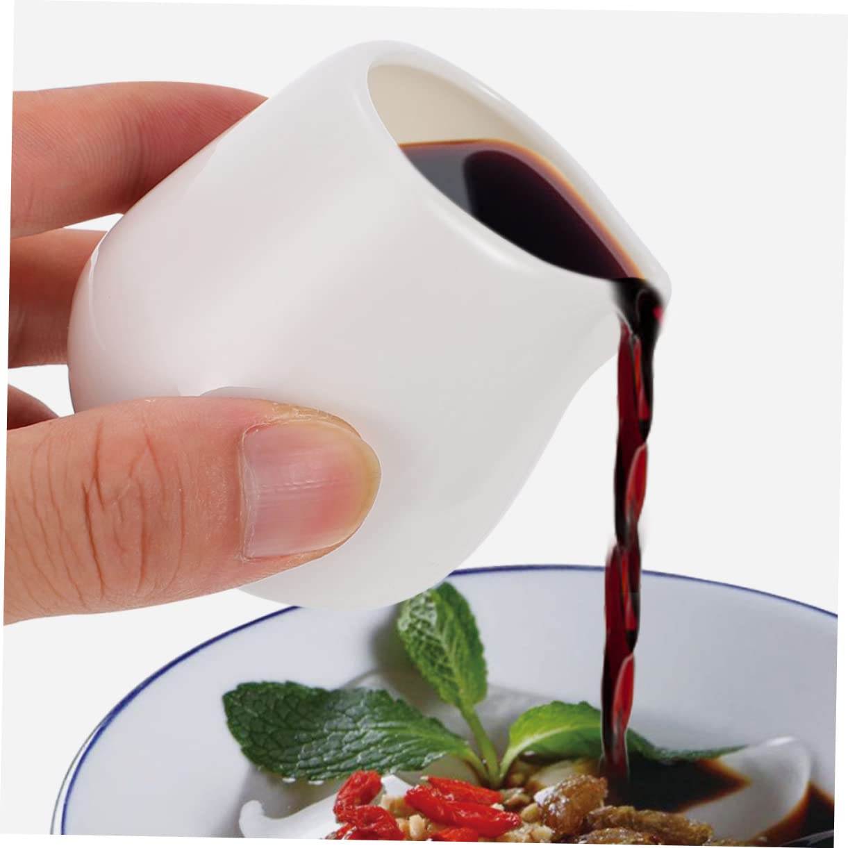 Hemoton 2-Pack Ceramic Milk and Sauce Storage Containers - 16oz Kitchen Pitchers for Coffee, Sugar, Honey - Durable Ceramic Jugs with Lid - Perfect for Coffee Shops, Restaurants, and Home Kitchens