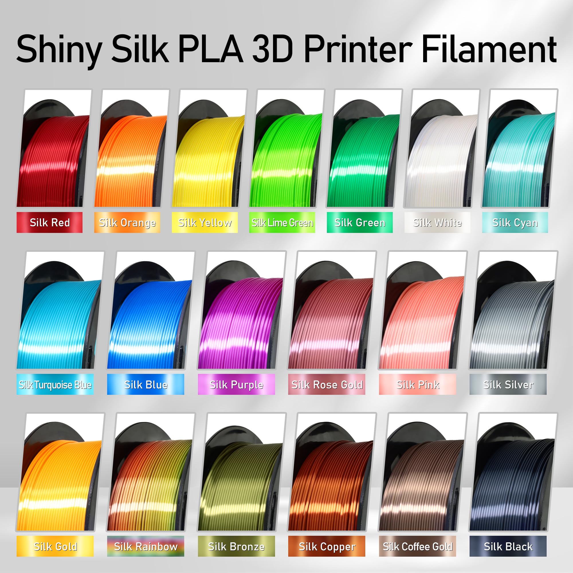 Premium Silk Cyan Shiny PLA 3D Printer Filament 1.75mm - 1kg/2.2lbs Spool for FDM 3D Printers | High-Quality 3D Printing Material with Free Sample Pack | Perfect for Cosplay Props, Home Decor & DIY Projects