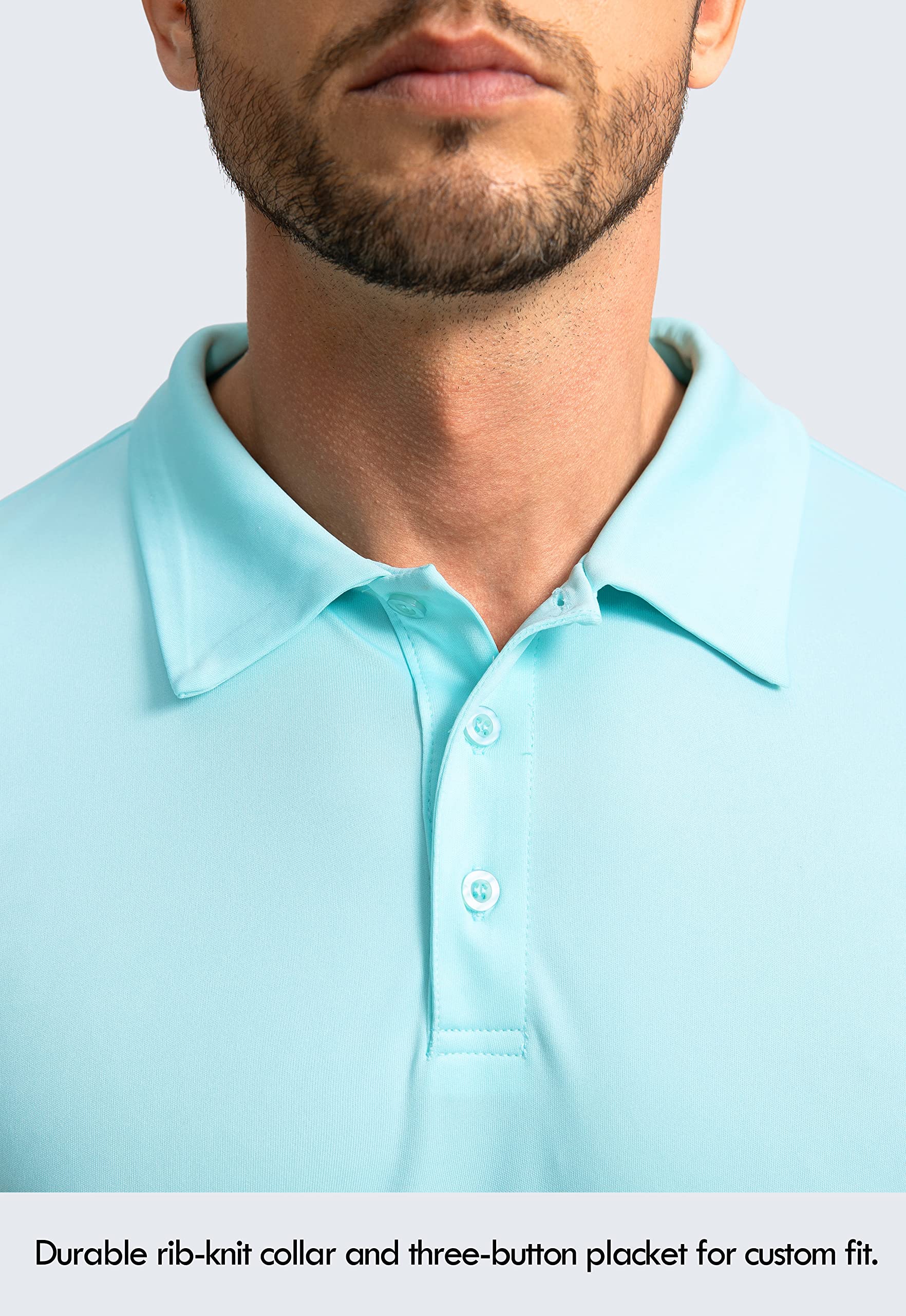 Men's Long Sleeve Polo Shirt - UPF 50+ Sun Protection Golf & Casual Shirt - Lightweight Moisture Wicking for Golf, Work, Fishing & Outdoor Activities