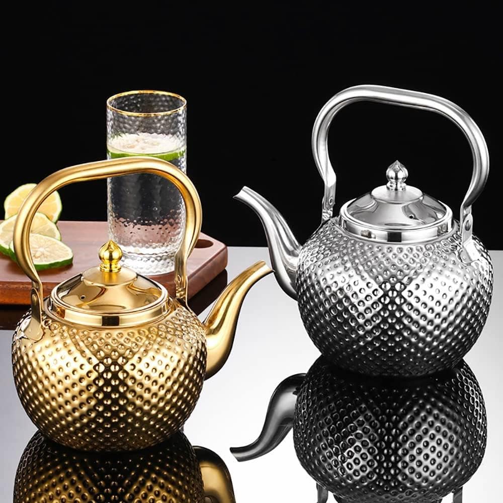 SANQIAHOME 1500ml Stainless Steel Teapot with Infuser - Induction & Gas Compatible Tea Kettle with Ergonomic Handle - Perfect for Home, Office, and Tea Ceremonies