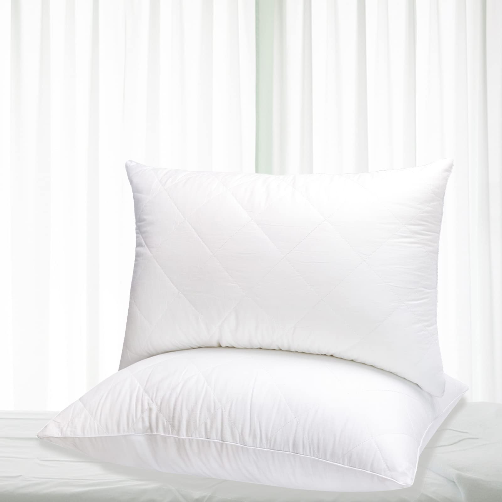 DEMEGAO Queen Size Bed Pillows 2 Pack - Soft & Supportive for Side, Back, Stomach Sleepers - Breathable Cooling Pillow Set for Better Sleep - Perfect for Home, Hotel, Travel Use