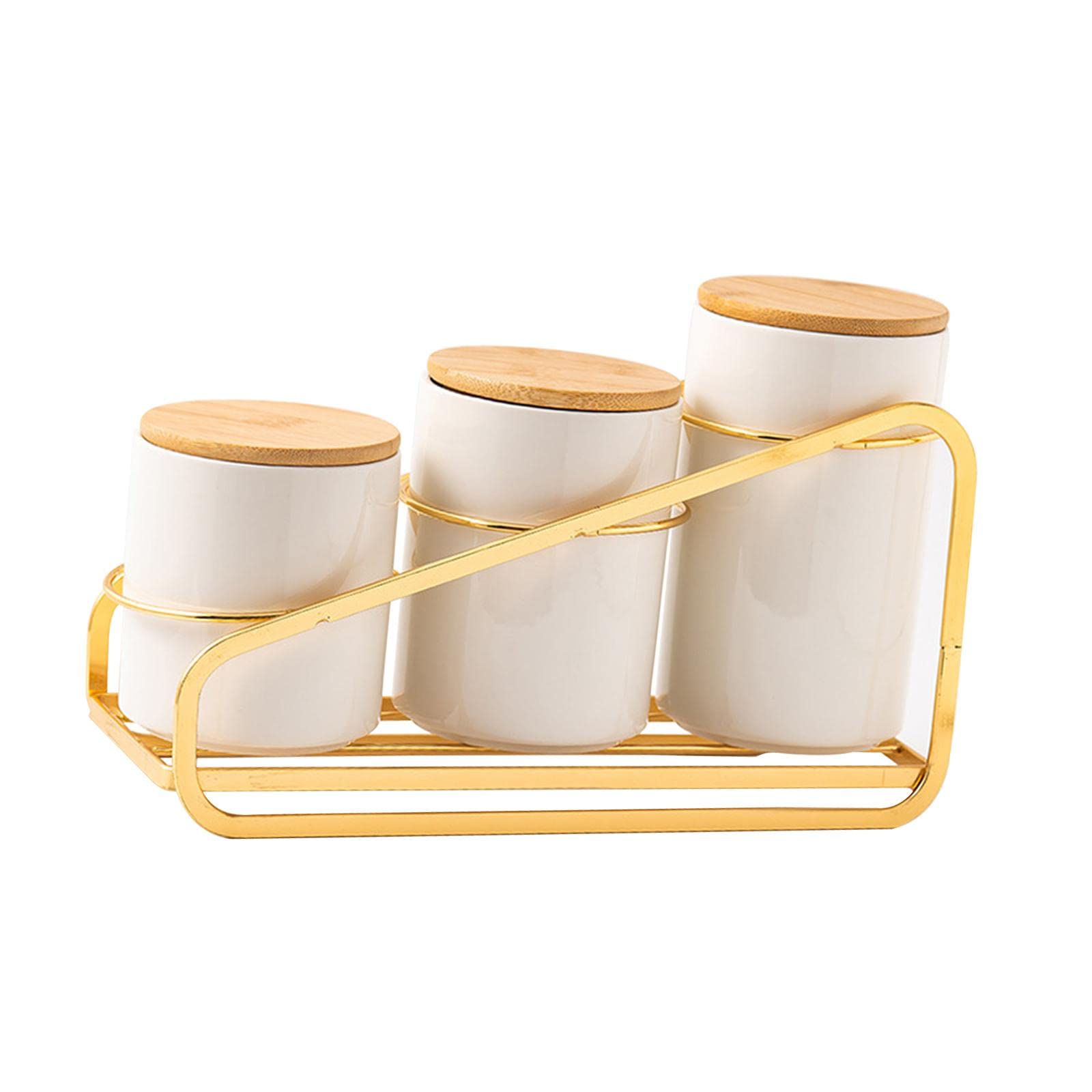 Bddalpke 3-Piece Airtight Kitchen Canister Set - Food Storage Containers with Lids for Flour, Sugar, Coffee & Tea - Farmhouse Style Pantry Organization (White) - Perfect for Baking, Meal Prep & Kitchen Countertop Display