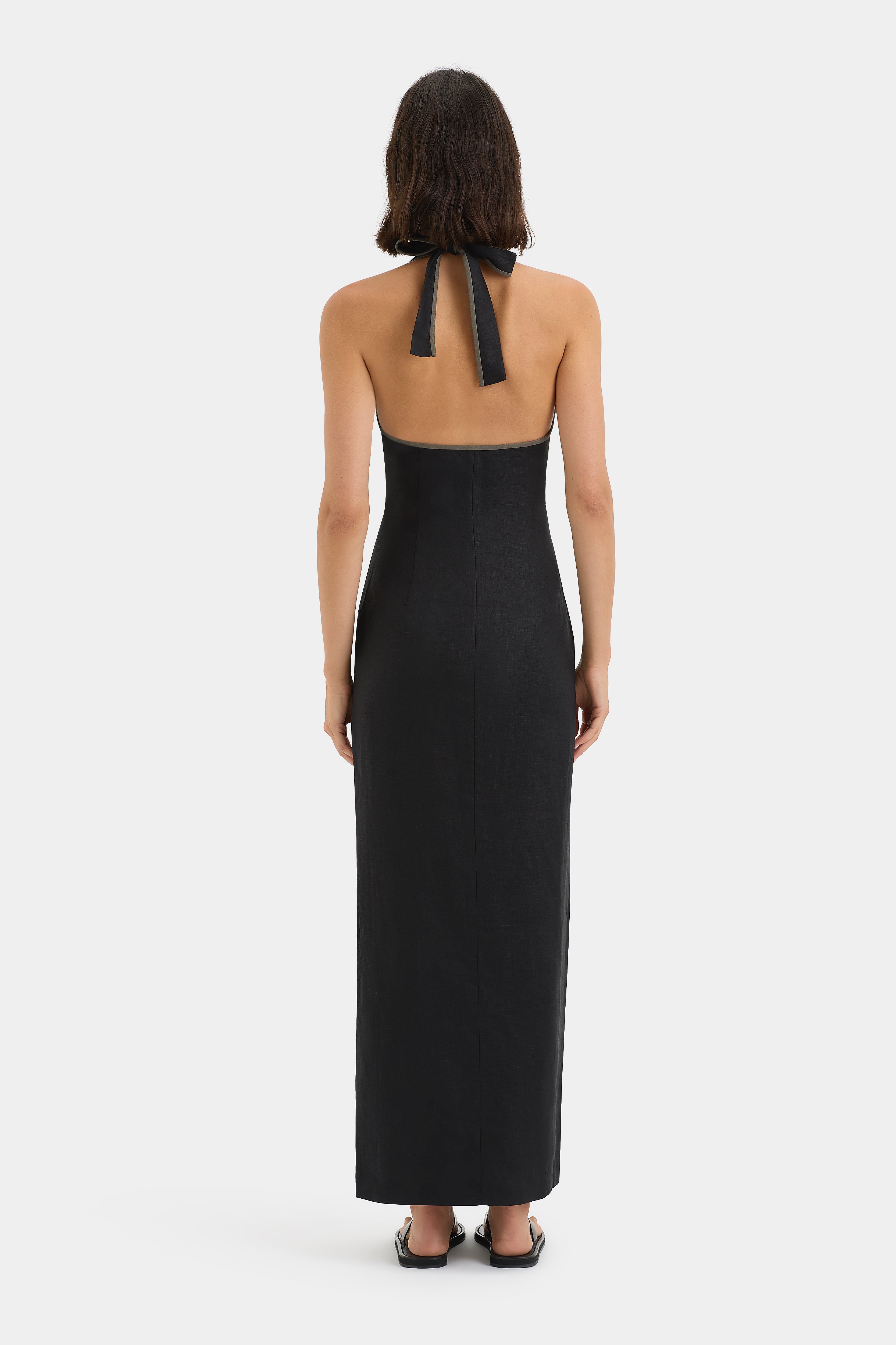 Violet Halter Midi Dress for Women - Flowy Summer Dress with Side Slits, Beach Wedding Guest Dress, Perfect for Vacations & Date Nights