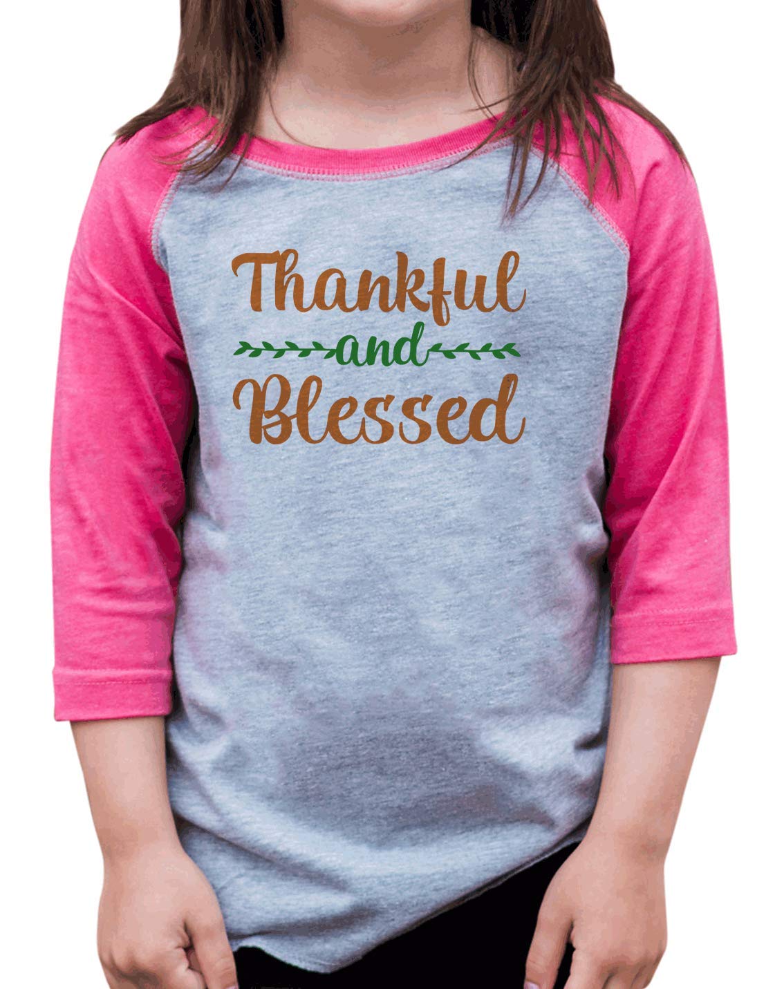 7 ate 9 Apparel Girls Thankful & Blessed T-Shirt - Cute Christian Graphic Tee for Toddler Girls - Perfect for Church, Sunday School & Family Gatherings
