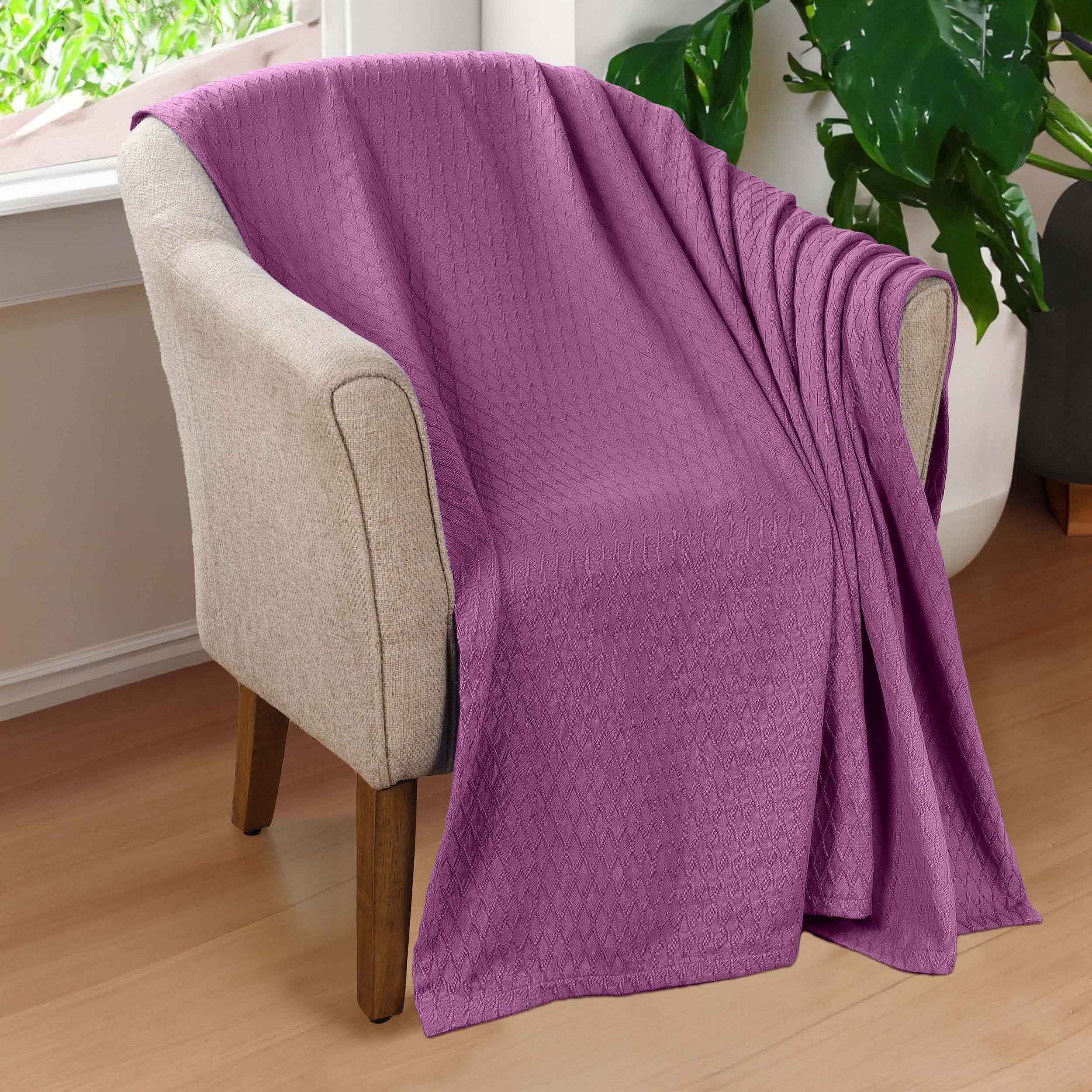 Premium Cotton All-Season Diamond Pattern Bed Blanket & Sofa Throw - Soft Cozy Blanket for Bedroom, Living Room, Travel and Gift Giving